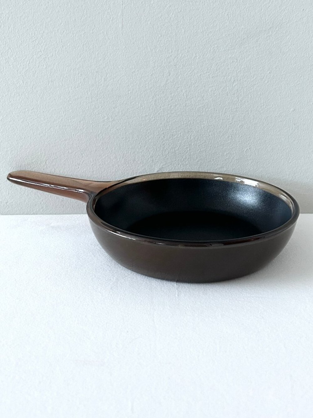 Vintage Corning Visions Amber Glass Skillet Frying Pan Non-Stick Teflon Coat USA